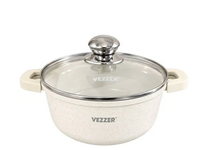 Каструля VEZZER 8106 2,5 л 20&times;8,5 см з білим мармуровим покриттям і кришкою VZ8106 фото