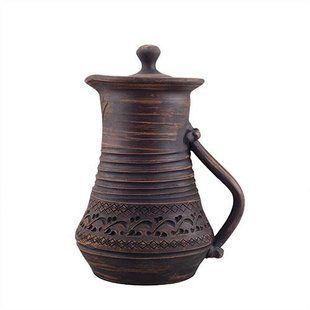 Кувшин (компотник) с глиняной крышкой 1л (резн.) KR5004-2 KR5004-2 фото