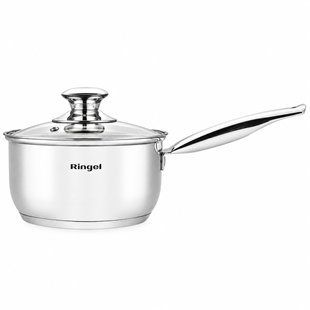 Кухонний ківш RINGEL&nbsp;Grey Line 16 см 1,6 л з кришкою нержавіюча сталь 4019-16 RG-4019-16 фото