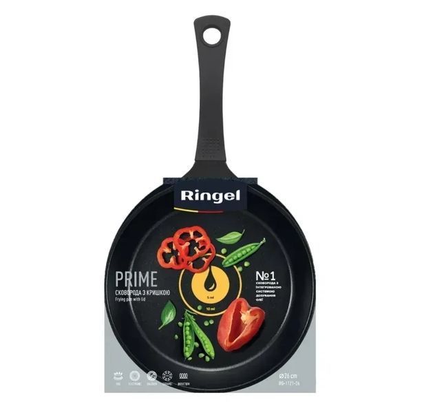 Кухонная сковорода RINGEL Prime 1121-24 24 см с крышкой  6398403 фото