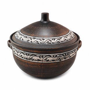 Глиняний супник Ангоб 4 л з кришкою та ручками KR5084-3 KR5084-3 фото