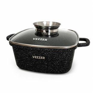 Каструля VEZZER 8008 3,5 л 22&times;9 см мармурове покриття з кришкою VZ8008 фото
