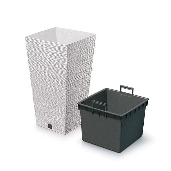 Горщик для квітів пластиковий Prosperplast Фуру квадрат ECO WOOD 26.5*50см 26.6л білий DFSH265W-S449 DFSH265W-S449W фото