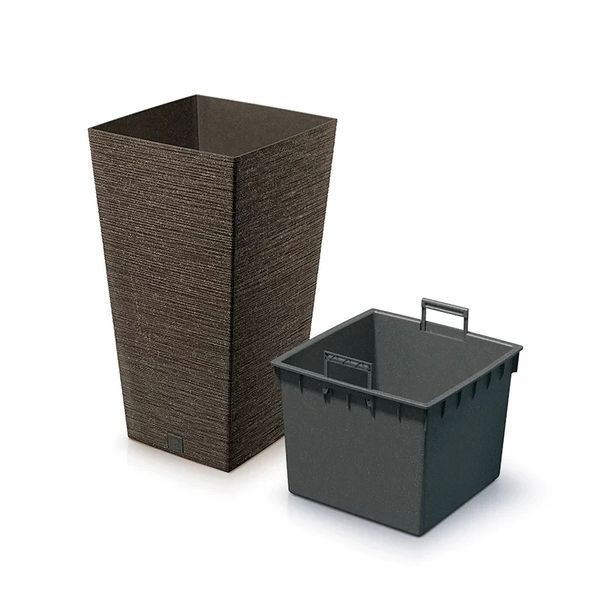Горшок для цветов пластиковый Prosperplast Фуру квадрат ECO WOOD 20*38см 11.4л кофе DFSH200W-4625W DFSH200W-4625W фото